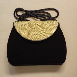 Carolyne Barton Black Velvet Shoulder or Clutch Evening Purse